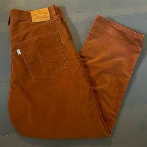 Levi’s Ribcage Straight Ankle Velvet Jeans in Ochre/Burnt Orange